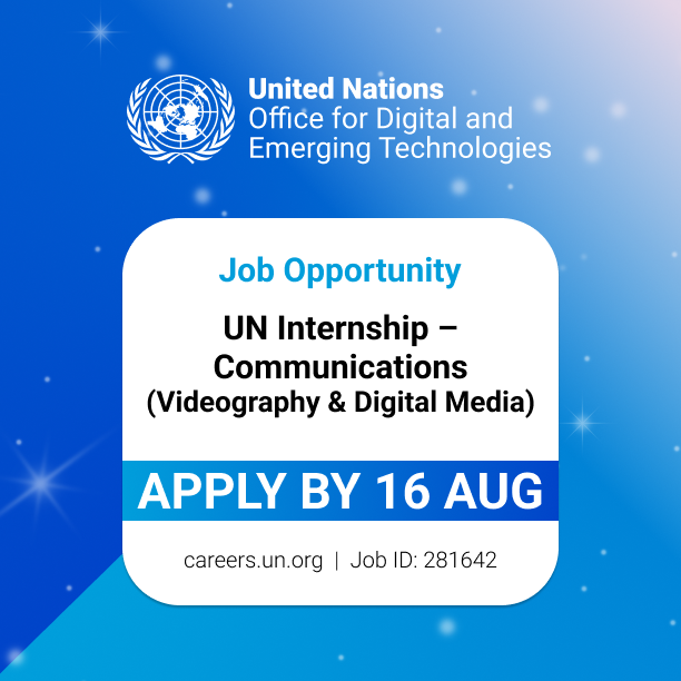 ODET_UN's tweet photo. 🚨 #UNJob Alert: ODET is hiring two interns in New York:
🔹 Programme Management – Data Analytics & Process Innovation
🔹 Communications – Videography & Digital Media
Apply by 16 August 2026:
https://t.co/N3ZLHnskqZ
https://t.co/vtTgjc5J2r
#UNJobs #DigitalCooperation https://t.co/v6R3ulJ4CT