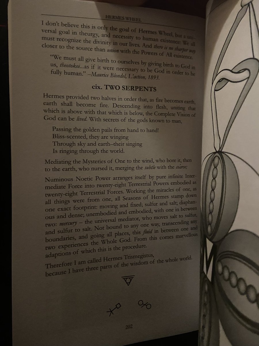 dhatzimalis's tweet photo. Hermes/Mercury (☿) becomes many forms. 

It is He who, suspended "in an everlasting ebb and flow," exists somewhere in the middle -- between Diaphanous (🜍) and Dense (🜔)

Thus Hermes is said to be fluid: being perfectly balanced between Two Serpents. https://t.co/fiub6j8fmW