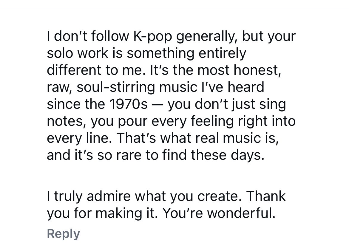 RosiebyRoseNYC's tweet photo. this comment on rosie’s latest post😭

'your solo work is something entirely different to me. It's the most honest, raw, soul-stirring music I've heard since the 1970s - you don't just sing notes, you pour every feeling right into every line.' https://t.co/BWGTcev0E4