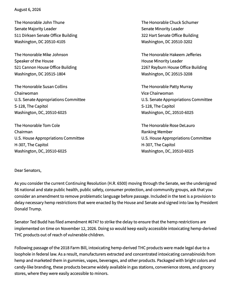 SenTedBuddNC's tweet photo. From 2018 to 2023, ER visits in the U.S. for pediatric cannabis poisoning increased by 461%. This is a public health crisis that demands immediate attention.

56 national & state public health groups support eliminating the hemp loophole. I hope my colleagues join the fight. The health & wellness of the American people, especially our children, depend on it.