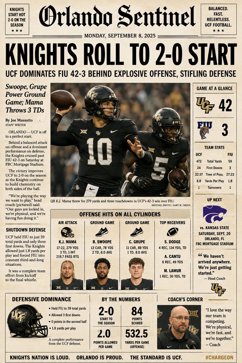JSudds33's tweet photo. In CFB27 I was dc at rice for 4 years.  Just took the hc job at ucf and we are now 2 and 0.   Loving dynasty https://t.co/8OdITCBhM4