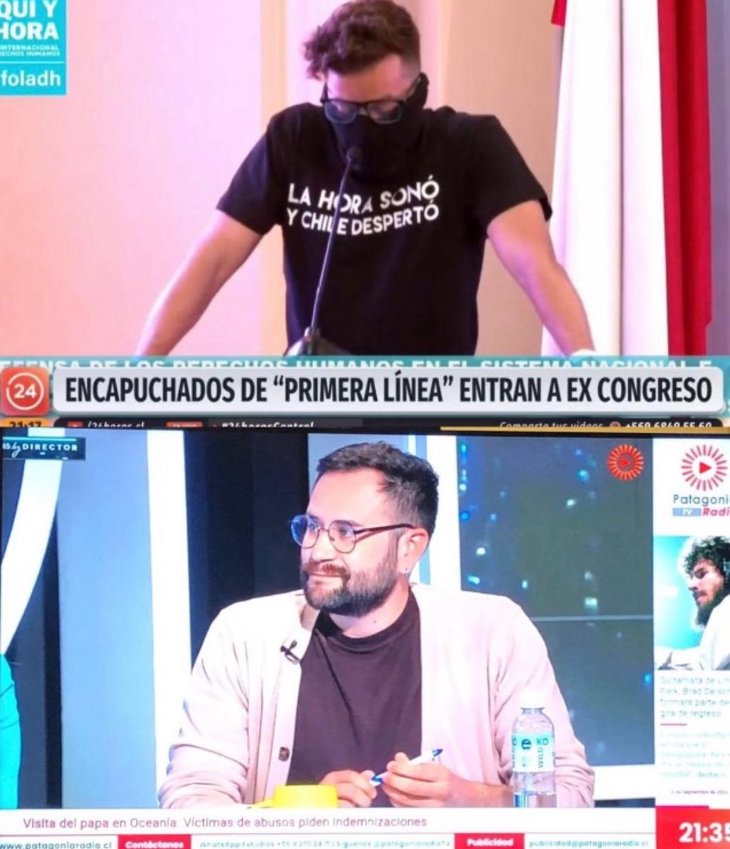 opinion_liberal's tweet photo. El delincuente octubrista @JPSanhuezaT de @Sinfiltros_tv se declara intolerante…

Este sujeto miserable dio un discurso por la primera línea delictual en el ex congreso y dice que no fue el

Y este miserable se declara octubrista

Miserable
@Emol @Cooperativa @elmostrador https://t.co/eHMeFbIuxa
