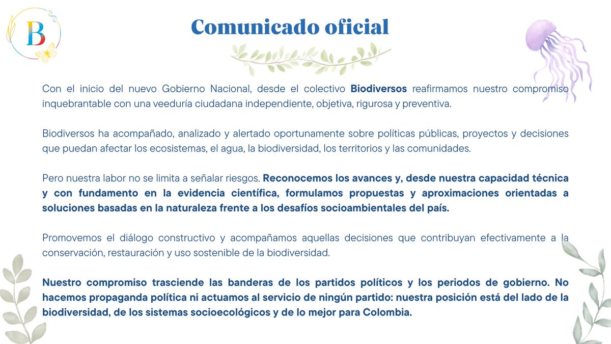 biodiversoscol's tweet photo. Comunicado oficial de Biodiversos https://t.co/sBSQbbEfTi