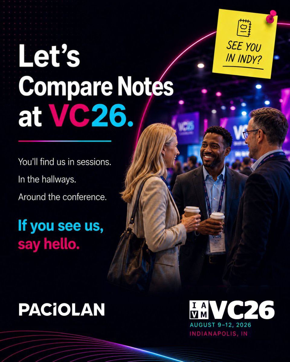 PaciolanTix's tweet photo. VenueConnect is almost here.  

Next week, we'll be in Indy talking with venue leaders across the industry and sharing ideas that move venues forward.

Attending #VC26? We'd love to connect.  
📝 Let's compare notes. 

 @IAVMWHQ https://t.co/759vNzHyN1