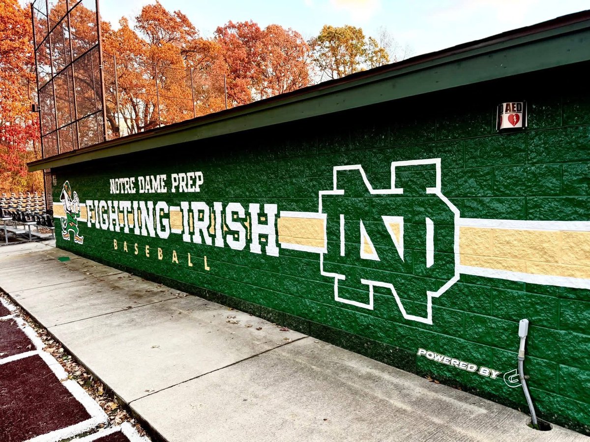 ND_PrepBaseball's tweet photo. Field improvements ongoing!!!

Fencing replaced, knee wall pads re-wrapped, dugouts painted!  

Batting cage cement and new batting cage turf is ON DECK!!

@GameApparelUsa @NDPMA_Athletics https://t.co/ZuPgLj3mQ6
