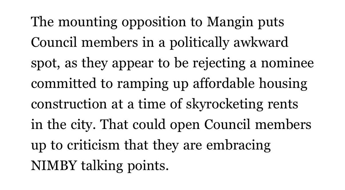 annemariegray's tweet photo. This is outrageous. These are just NIMBY talking points.

John Mangin is a brilliant pick by a Mayor who clearly is trying to actually address the housing affordability crisis and following what NYC voters voted for. https://t.co/vNjpYxfPx7