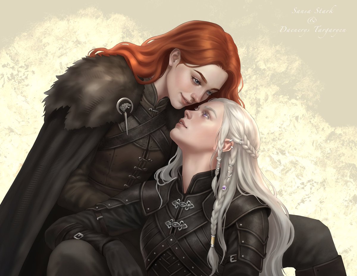 Leonavvitck's tweet photo. The red wolf and the sliver dragon
_Daensa commission_
Art by me
#asoiaf
#daenerystargaryen 
#sansastark https://t.co/t98TMwk4tc