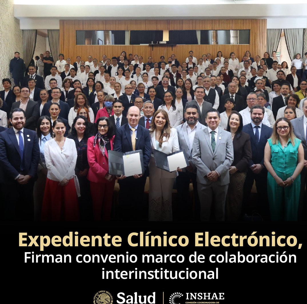 CCINSHAE_mx's tweet photo. Expediente Clínico Electrónico interoperable: un paso clave para una atención más segura y continua.

La firma del convenio interinstitucional sienta bases para compartir información clínica de forma oportuna, reducir duplicidades y mejorar decisiones médicas.

#CCINSHAE #Salud https://t.co/YAj0BBB9jc