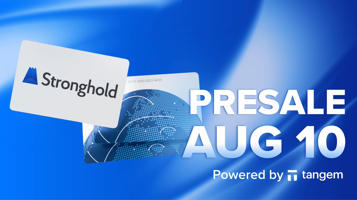 strongholdpay's tweet photo. Limited edition Stronghold x @Tangem co-branded wallets are coming. 
Preorder yours August 10. https://t.co/Ihxfko4QmN