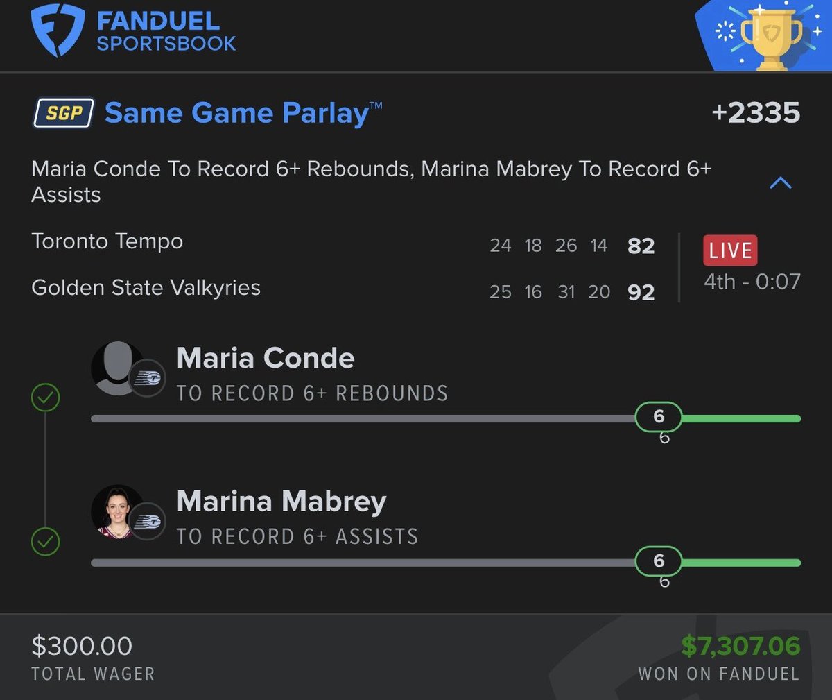 AllInAbe's tweet photo. $60,000 From (w)NBA Last 72 Hours!

✅ $300 ➝ $35,191.80
✅ $200 ➝ $15,727.22
✅ $300 ➝ $7,307.07 

… now let’s go BACK2BACK tonight! https://t.co/6uTL89JmSJ