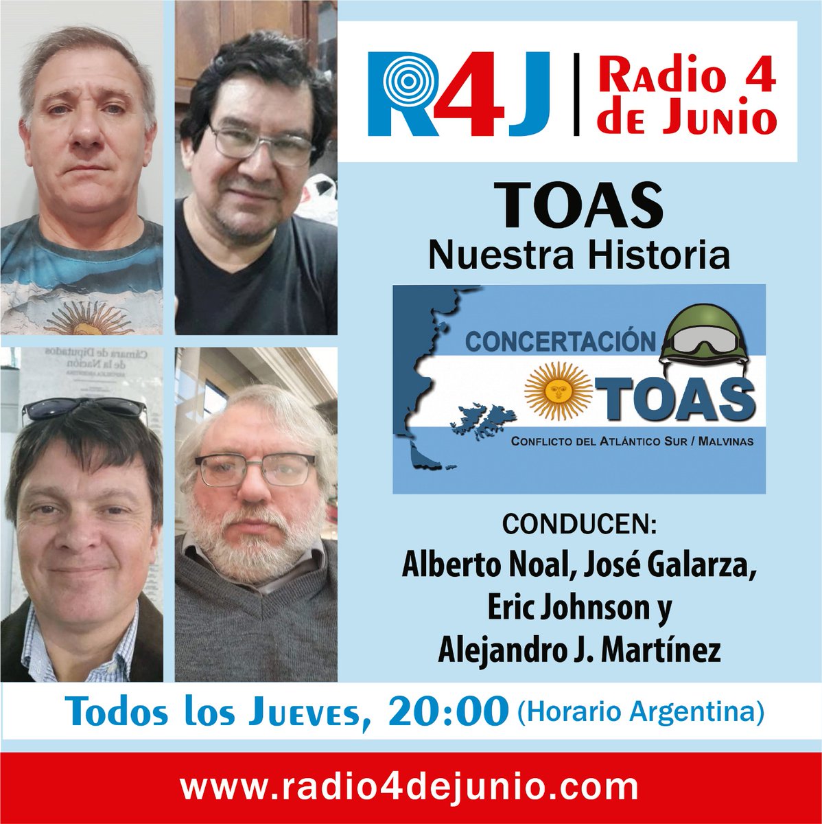 radio4dejunio's tweet photo. ⏰ 20:00
🎙️ @ConcertaTOAS, nuestra historia
🎤 @Albertonoal63
🎤 José Galarza
🎤 @Eric15574023
🎤 @alejitomarti
#️⃣ #LeyTOASya
📻 @radio4dejunio, @juanimperialtv, @CadenaImperial @oirsarg
💻 https://t.co/S65rb5PzWz https://t.co/Hmdw67lP3J https://t.co/p7OR4oDLmc