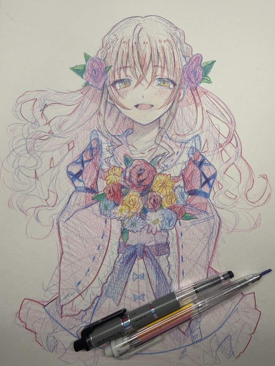 siokya_draw's tweet photo. マルチ8／アートマルチ8
を使って描きました！

柔らかい芯を持ち歩きしても折れないので、重宝してます！！

マルチ8は色名のまま使ってて、
アートマルチは自分のよく使う色をセットしてます。

イラストのラフ描きに最適です！ https://t.co/1IGqGR0ui0