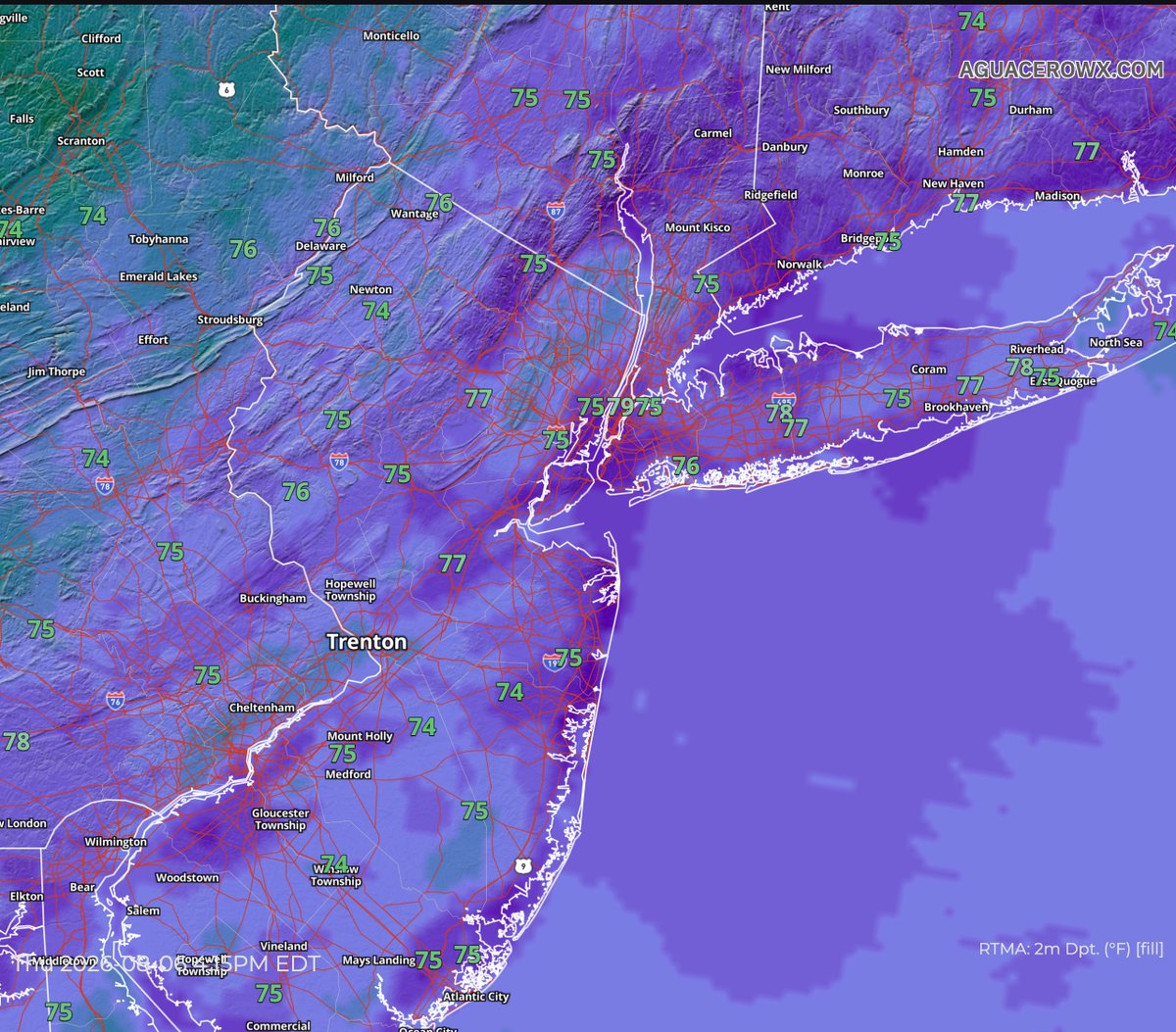 gdimeweather's tweet photo. Today is just about the most humid day that the atmosphere will produce across the Tri-State Area, and #NYC in particular

The dew point in Central Park peaked at 79°. I can only find one day with a higher dew point on record (80° on Aug 12, 2020

So if you thought to yourself that today has felt especially miserable, you are correct