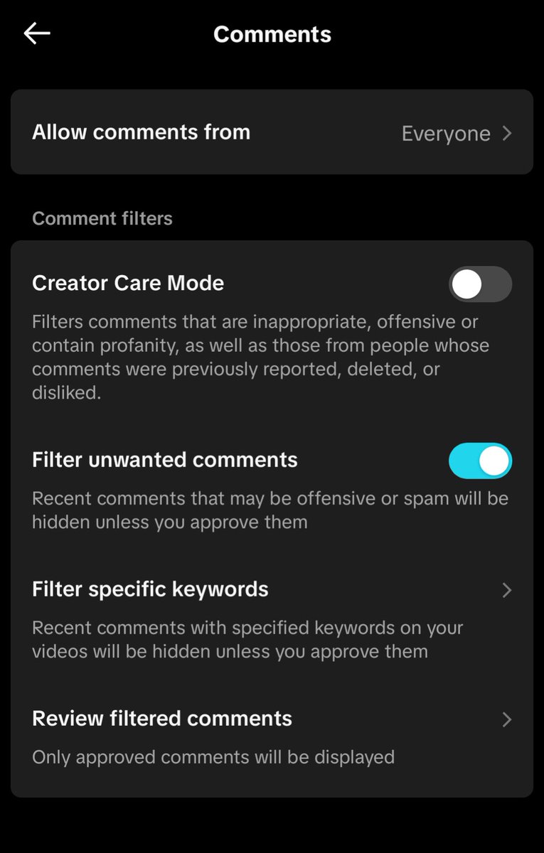 Cryptoemperes's tweet photo. Hi Mobstarrs. Recently, I've noticed that whenever fan accounts make posts about Ayra Starr on Tiktok, most of the top comments are always from people having something to say about the other girl.
Before #Starrgirl era begins, you can filter out these comments by hiding that word on your posts. 

1. Go to Settings and Privacy
2. Click on comments and choose "Filter Specific Keywords"
3. Type in the words you want to filter out.

Let's ensure every post we make about Ayra does not have nuisance camping and starting comparisons 😊