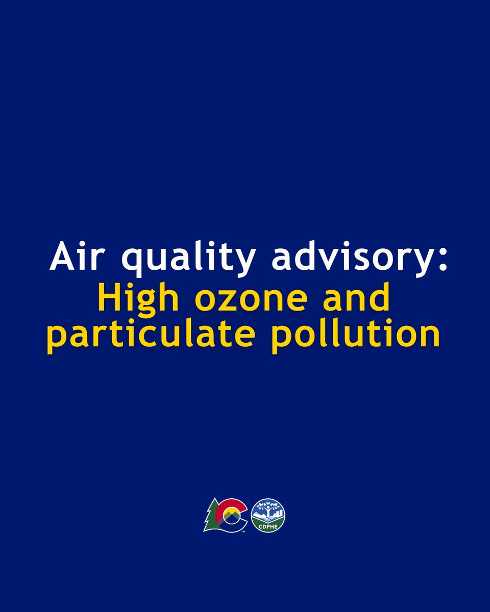 cdpheapcd's tweet photo. An Action Day for Multiple Pollutants remains in effect for the Northern Front Range Region.

More details on our website: https://t.co/gO0dyzNnKg https://t.co/qWR2M7wkvL