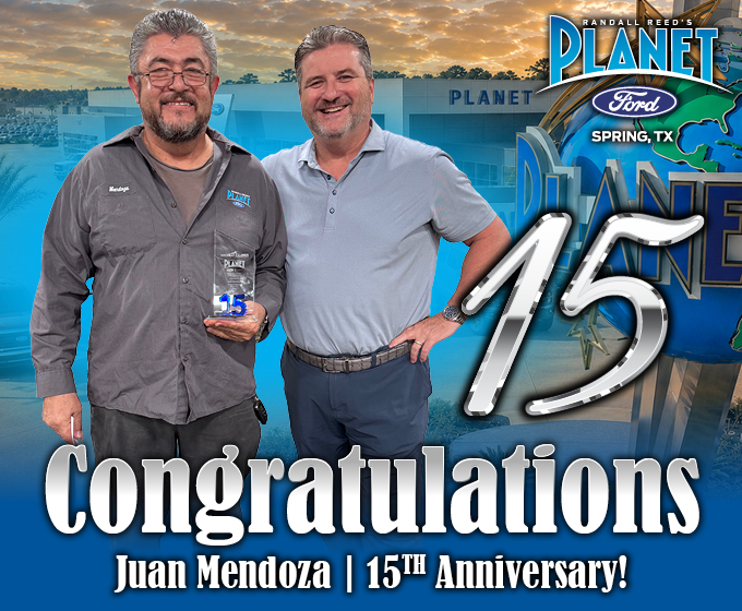PlanetFord45's tweet photo. 🎉Celebrating 15 Years 🎉 Congratulations to Juan Mendoza on an incredible 15-years with #PlanetFord! We thank him for his dedication, craftsmanship &amp; commitment to quality. We're grateful to have you on our team. 
#PlanetFord #WorkAnniversary #15Years #BodyShop #DreamTeam https://t.co/R2npeMfnhd