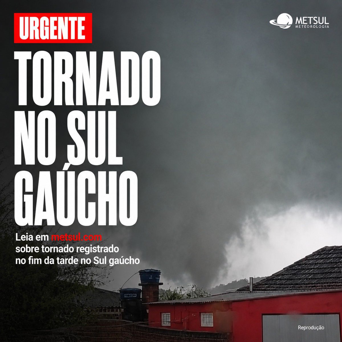 metsul's tweet photo. 🔴 URGENTE | Tornado no Sul do Rio Grande do Sul. ▶️  https://t.co/xTO37ePZxE https://t.co/rZbT1f79vm