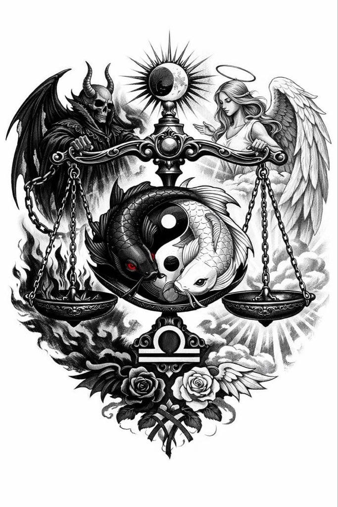 ElTourbillon's tweet photo. Je ne suis ni l'ombre, ni la lumière. Je suis l'équilibre qui les domine. L'ange guide mes principes, le démon forge ma force. Né sous le signe de la Balance, je ne choisis aucun camp : je suis le maître des deux univers. ♎️🌓✨ https://t.co/w1YHZkKELd