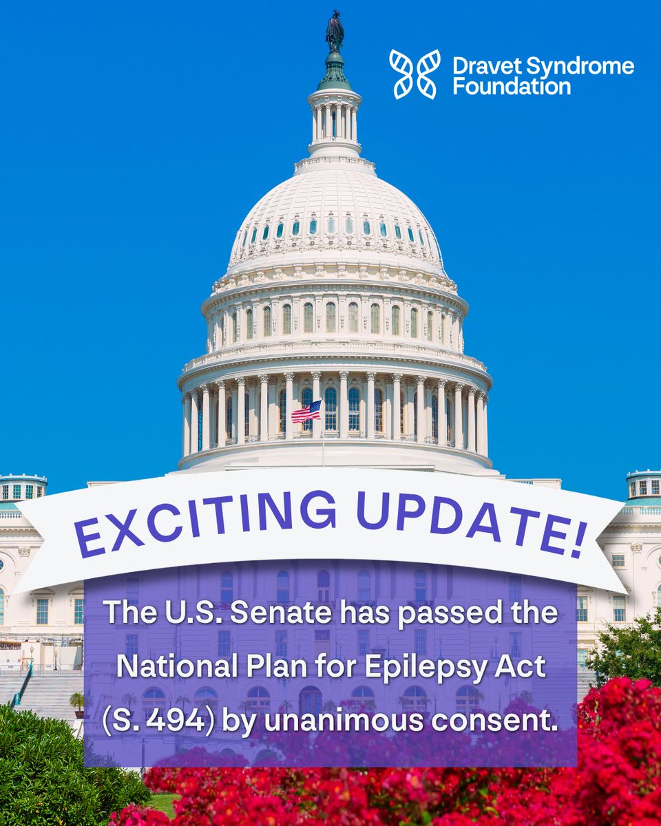 curedravet's tweet photo. 📣 Great news: The National Plan for Epilepsy Act passed the U.S. Senate! This bipartisan milestone could strengthen epilepsy research + care, including for families affected by Dravet syndrome. Urge your representative to support it ➞ https://t.co/irOAAl0yHX #DravetSyndrome https://t.co/orB0dK6xmV