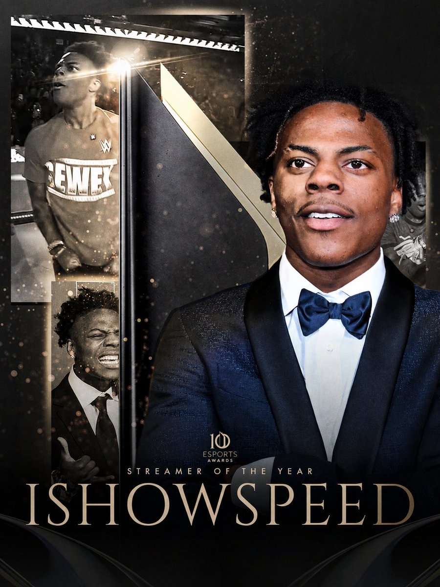 IShowSpeedHQ's tweet photo. 🚨| BREAKING: Speed is nominated for STREAMER OF THE YEAR at the 2026 Esports Awards 🐐🏆 https://t.co/QkDDfEAXQx