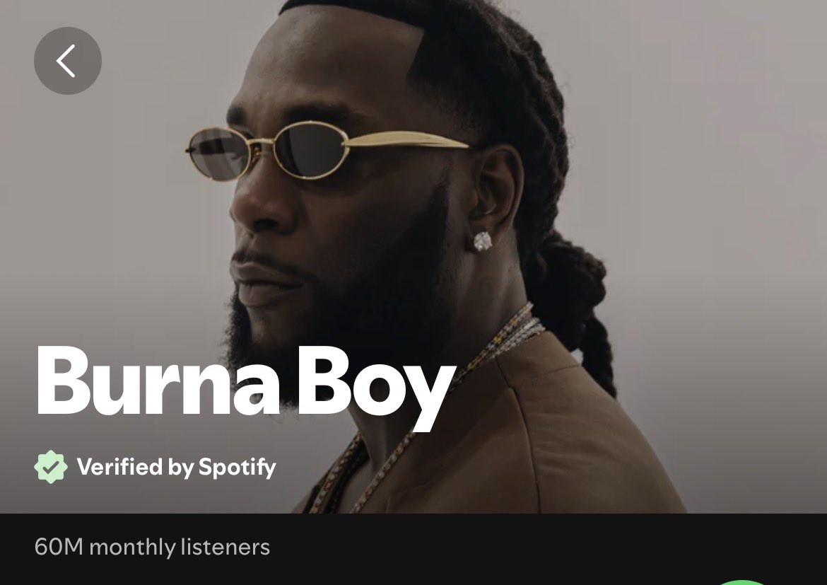 Baloxxd's tweet photo. 🚨 HISTORY MADE!

Burna Boy becomes the first African artist ever to reach 60 million monthly listeners on Spotify. 📈🦍 https://t.co/7BHuXASrqP