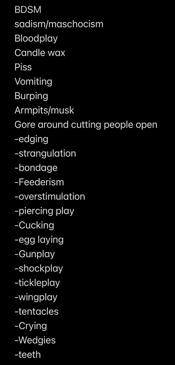 Dirtyguysleeper's tweet photo. List of kinks I have(some of these only in fiction I’d never do some of these irl) like for instance I’d never actually cut someone open😭✌️ it just really turns me on to think to cut someone open like a lover is the only way you can really like know them inside and out https://t.co/mYIaDTqEsR