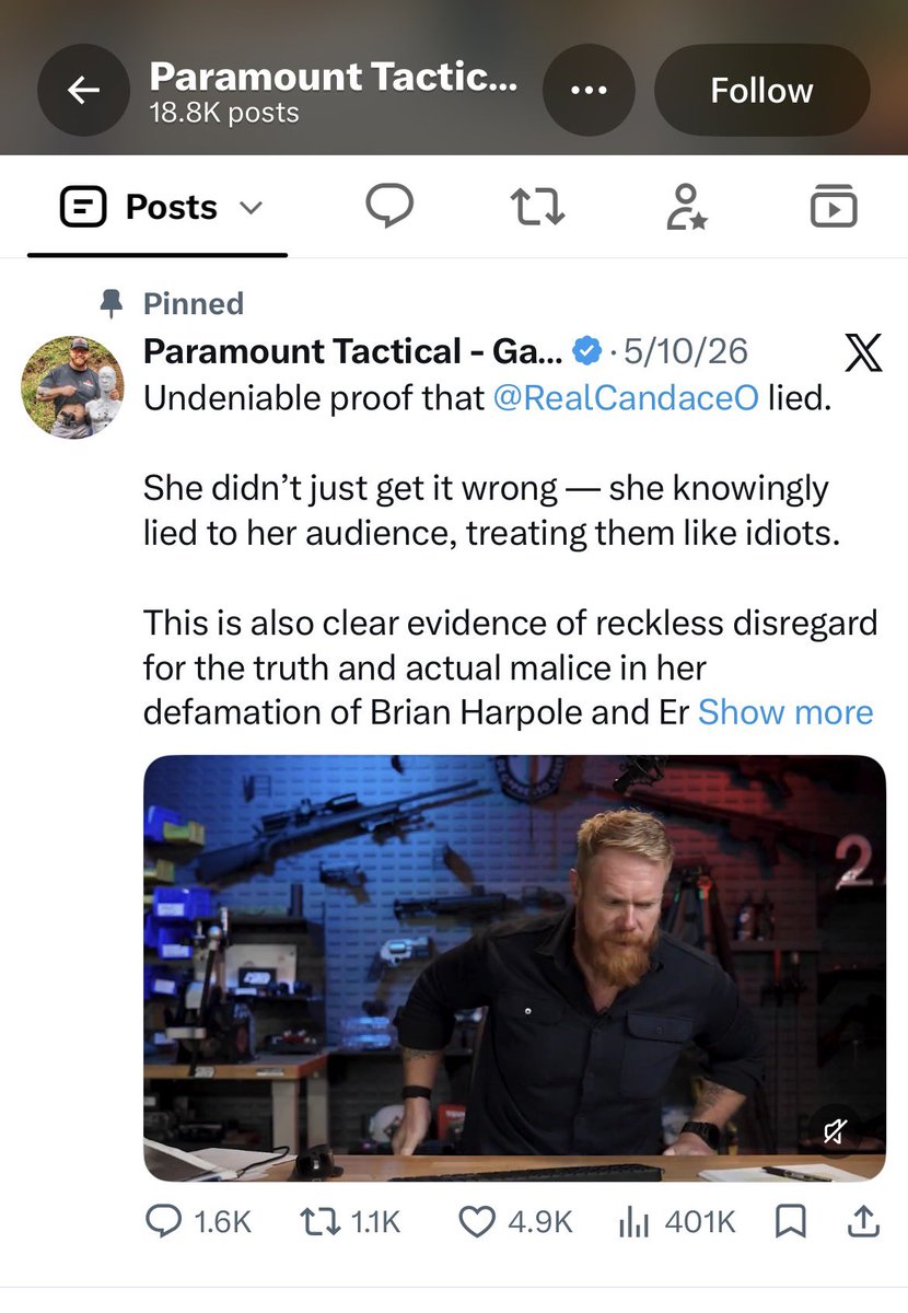Dixiebitsy's tweet photo. @researcherdaisy @paramounttactcl @grok Oh the irony!!!!! His pinned tweet from MAY is about Candace. 😂😂😂 What a freaking loser! https://t.co/Rwrgg4o0cc