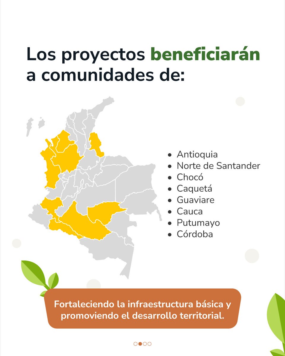 Minvivienda's tweet photo. Más inversión para transformar los territorios PDET: En la Convocatoria III del #OCADPaz se aprobaron 10 proyectos del Sector Vivienda, Ciudad y Territorio por $157.436 millones, para fortalecer el acceso al agua potable, el saneamiento, la vivienda y el ordenamiento territorial. https://t.co/H2udOyouXT