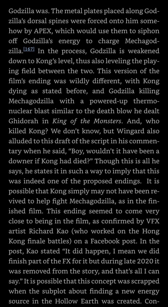 KongShots's tweet photo. In Kong Unmade the Lost History of Skull Island Revisited, it tells of what Mega Godzilla really was.

Originally the way MechaGodzilla was to get energy was Apex attaching this “armor” to Godzilla. It would siphon his energy till he was nerfed to Kong’s level to evenly fight him https://t.co/Pn9I3JU2is