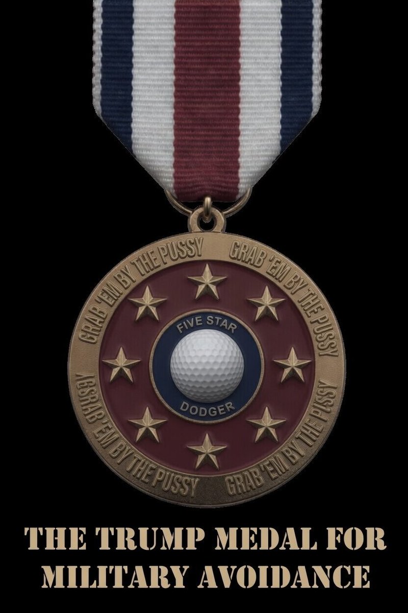 MeSunkLo's tweet photo. @ShawnForGeorgia The only medal Trump ever earned... https://t.co/NqZY7Gnct2