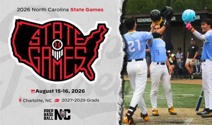 PrepBaseballNC's tweet photo. 🗓️ Mark your calendars: The first annual Prep Baseball North Carolina State Games is next weekend ‼️ 

The Tobacco Road State Games will host the most elite NC talent from the 2027-2029 high school classes. Workouts and gameplay will take place on Saturday & Sunday 👀 

📝 Stay tuned for live event coverage as well as roster previews and player spotlights