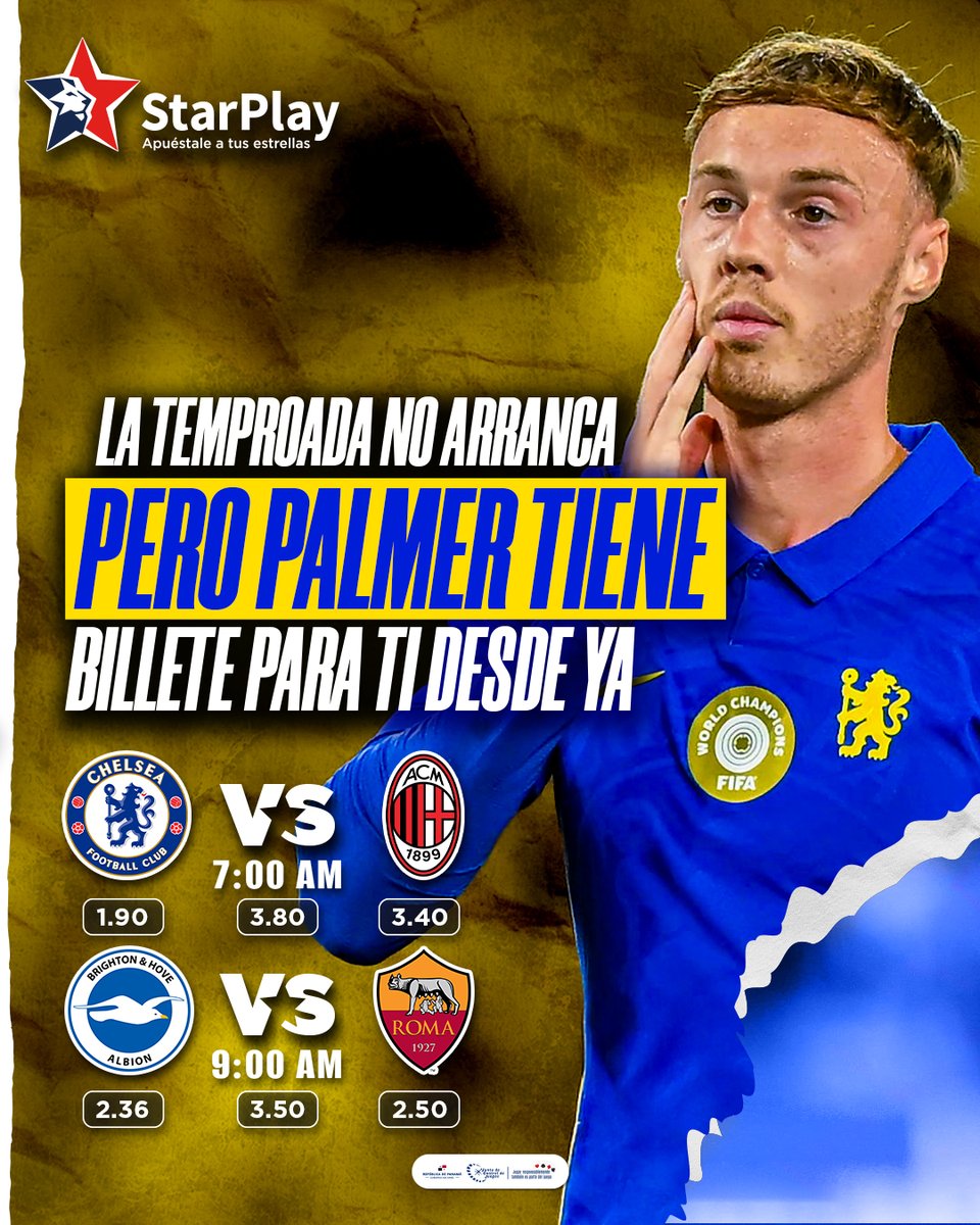 starplaypa's tweet photo. 🔥 ¡Activao'! Los gigantes de Europa ya calientan motores. Manchester United, PSG y Chelsea salen a medir fuerzas antes del arranque de la temporada. ⚽💥​
Es el momento de echar un palo, buscar ese chen chen y apostar por las estrellas que pueden marcar la diferencia. 💸⭐ https://t.co/PdLt7ehm3I