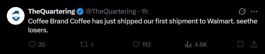 Channel404News's tweet photo. Didn't he say he already shipped this like over a week ago?? LOL

And why wouldn't you post this from your @CoffeeBrandCo account that's hasn't posted in over a year and a half 🤣🤣 https://t.co/OKRQjnijcX