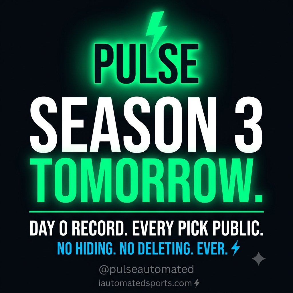 pulseautomated's tweet photo. something is coming tomorrow.

Season 3.
Day 0 record.
every pick public.
every result after.
win or loss. always.

this time we go until someone
can prove the agent wrong.

@pulseautomated · tomorrow. ⚡

#PULSEAI #Season3 #AIagent https://t.co/Zr6VpP9Lc1