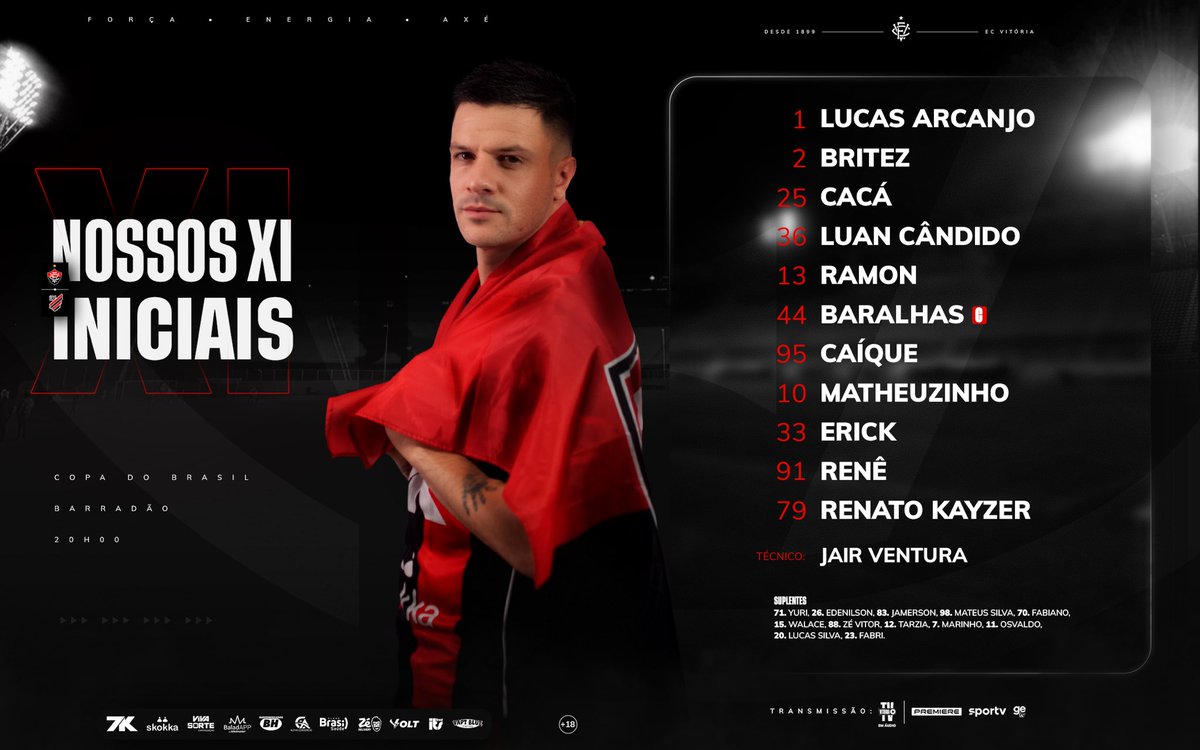 ECVitoria's tweet photo. Leão escalado! 🔴⚫️🦁

#PegaLeão #ForçaEnergiaAxé  #CopaDoBrasil   #JogaremosJuntos https://t.co/gFmFg8ZlSp