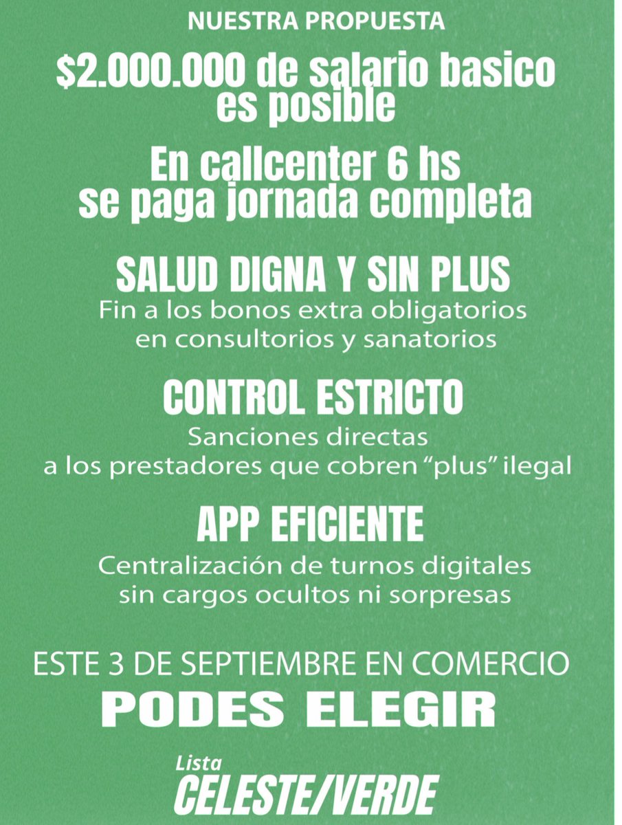 StreamComercio's tweet photo. Conoce algunas de nuestras propuestas 
Para recuperar tu dignidad como trabajador el 3 de Septiembre vas a poder elegir 🗳️

@sabriparedessec Sec General 
@Val_Rodriguez11 Sec Adjunta https://t.co/cC5cg0POgH