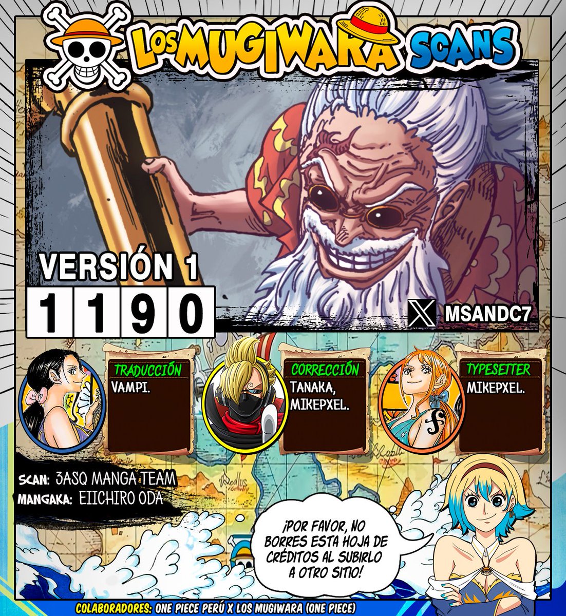 LosMugiwaraScan's tweet photo. ONE PIECE CAPÍTULO 1190: "VERSIÓN 1"
-------
■ Traducción: @LosMugiwaraScan
-------
►Leer Online / Descargar y PDF~> https://t.co/MBcIFrOLyi
-------
Créditos del Coloreo:  @msandc7 https://t.co/X32uP7G69Z