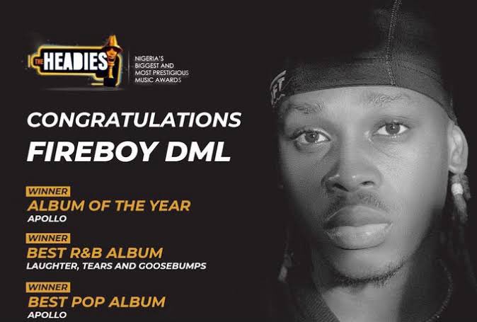 damzi061's tweet photo. Fireboy DML sweeping 5 Headies in one night back in 2021 is still crazy to think about🏆🔥
He was the first new-gen artist to do this, clearing the board with TWO different albums (LTG&amp;Apollo)in a single evening:
✨ Album of the Year (Apollo) others which X didn't allow me type🤧 https://t.co/CqxXzz12Si