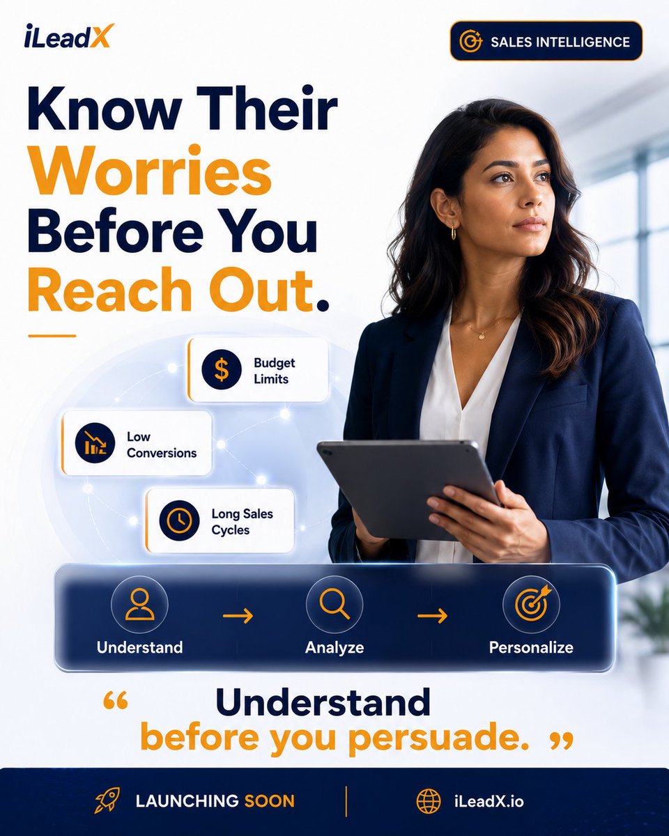 ileadxofficial's tweet photo. Imagine knowing a prospect's biggest challenge before your first conversation.

That's where sales is heading.

We're building it.

🚀 https://t.co/klR0amOAFc

#AI #SalesTech #Startup https://t.co/9RAPe1oGTe