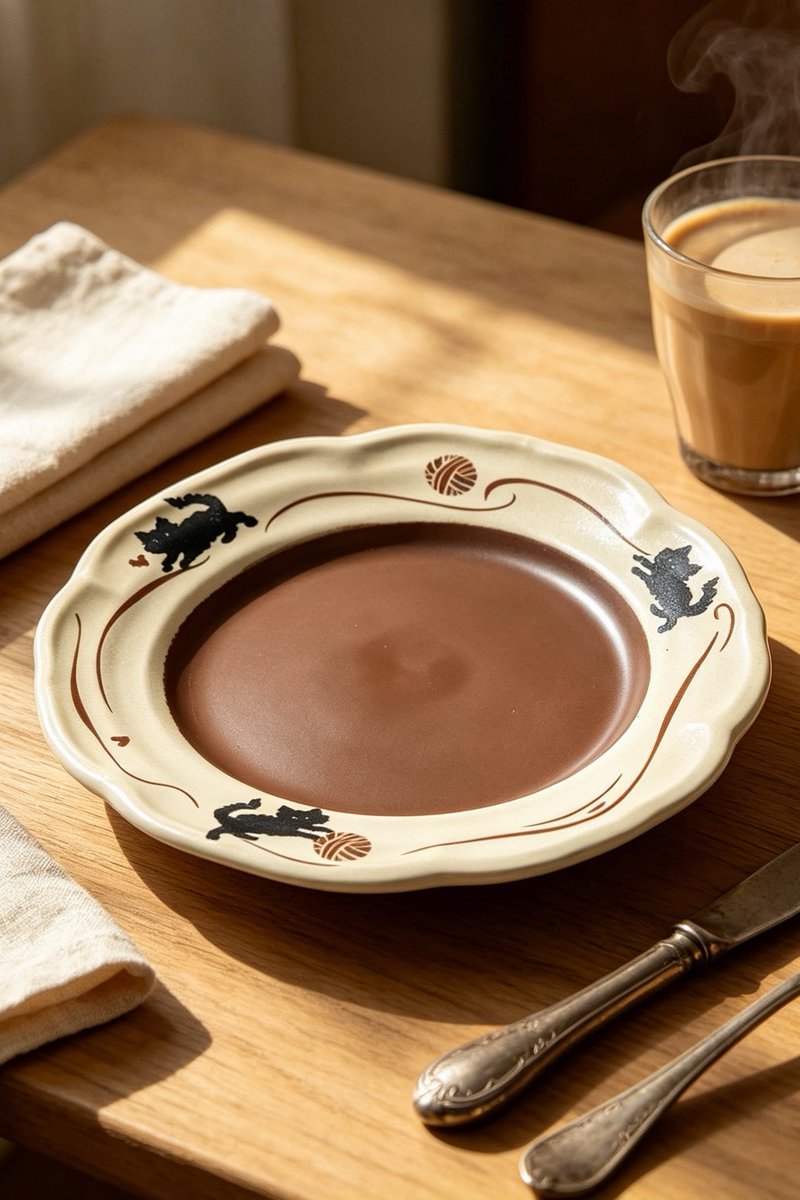muenstyle's tweet photo. Matte dark‑brown rim with warm terracotta base.
Playful black‑cat &amp; yarn ball graphic patterns.
Chic vintage aesthetic, perfect for brunch, dessert &amp; coffee styling.
Available for home use, gifts &amp; wholesale. https://t.co/vkM2Yv3otU