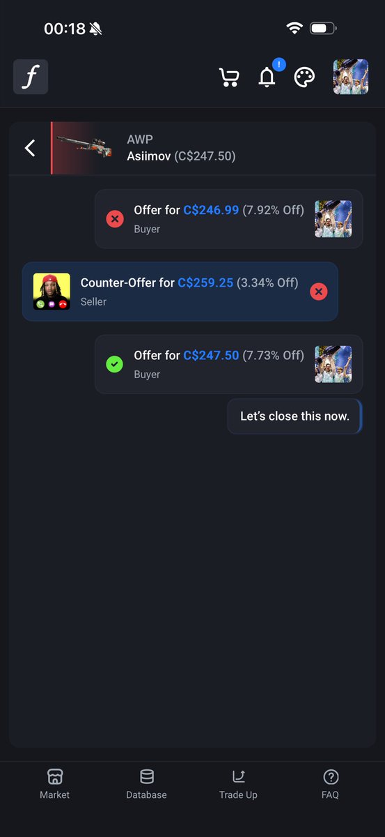 Strbacfr's tweet photo. these csfloat messages arent actually messages they are commands bro instantly accepted😹 https://t.co/bXYqk5HC86
