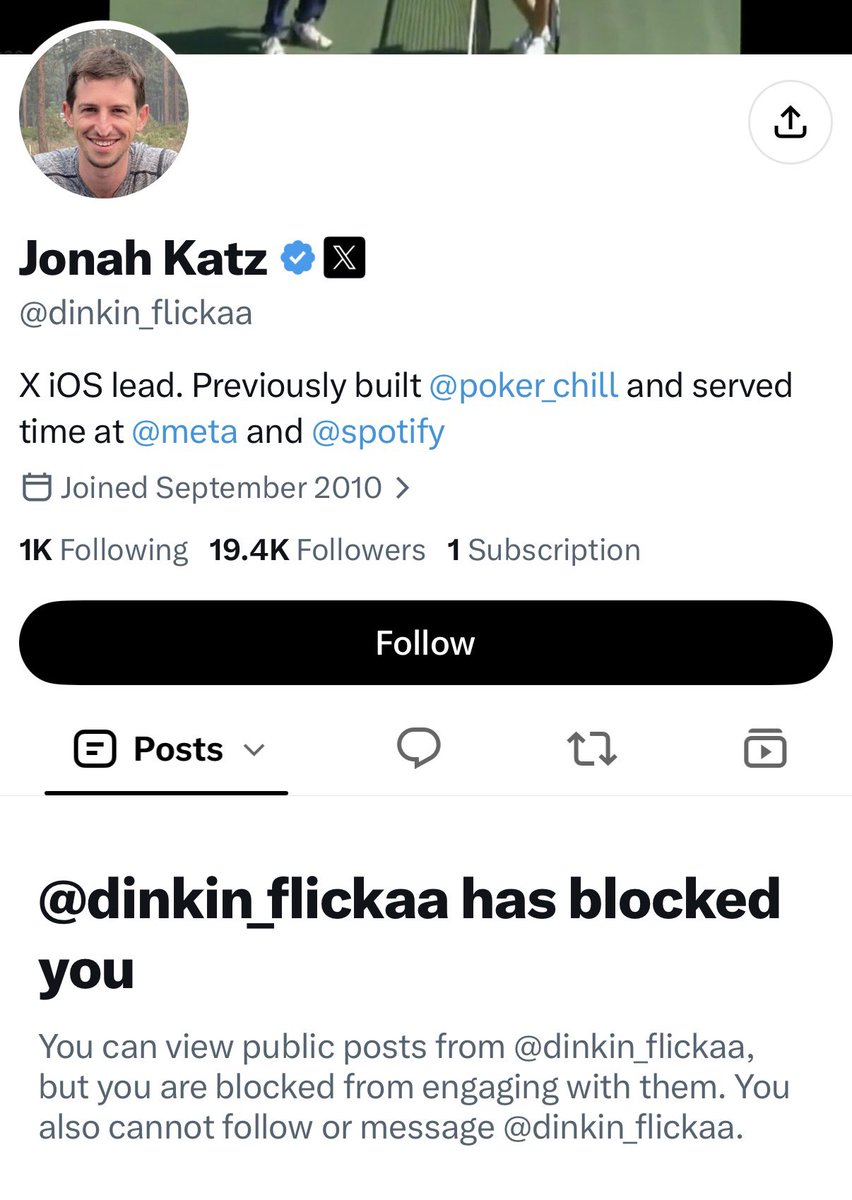 GarbageHuman24's tweet photo. The new Head of Product at X has blocked me despite us having never interacted with each other. 

There is something I notice about him however. https://t.co/sJ5jUMjSNO