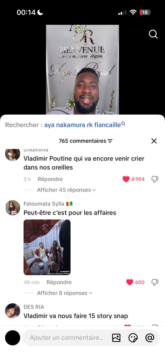 slm3mriiii's tweet photo. Enfaite les commentaires tiktok après le mariage de Aya et RK je pleure smr 🤣🤣 https://t.co/oylSZFGgl0