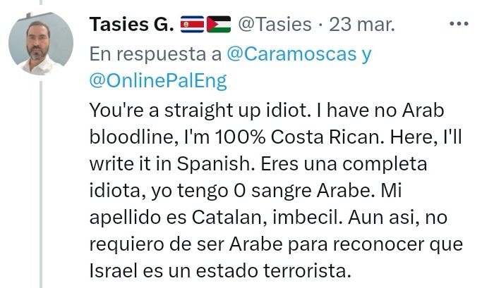 Caramoscas's tweet photo. @isaacjdotcom @naviagaiteru Con ese discurso tan pintoresco d seguro este 'Tico' y los muchos MOZARABES q pueblan Latinoamérica caen en esa descripción, verdad? Asi mismo la Reina Máxima, Reina Silvia, Teresa de Luxemburgo, Marco Rubio, Bad Bunny, Carolina Herrera, la Keiko Fujimori, la Corina Machado, etc https://t.co/Oo7XON4htf