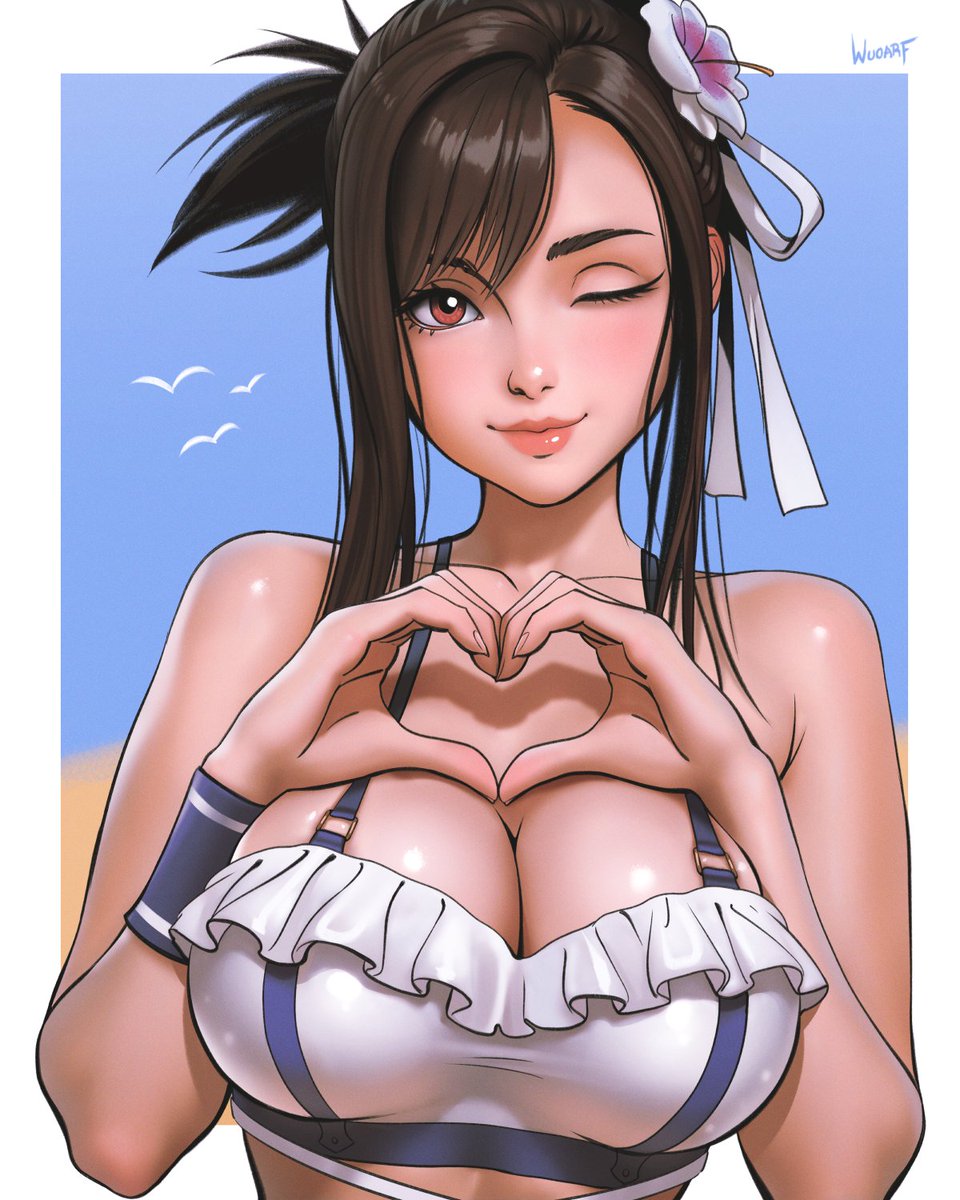 wuoarf's tweet photo. A beach Tifa to celebrate hitting 10K on X and 2K on IG! Thank you all so much for your support! 🔥🖤🫂#FF7R https://t.co/K0TSMXZWmf