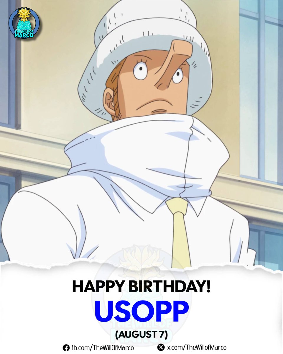 TheWillOfMarco's tweet photo. Happy Birthday to the sharpshooting sniper of the Straw Hat Pirates — Usopp! 🎯💯👁️🎉🎂

(8月7日 — August 7th) https://t.co/10PZ0wrMLY