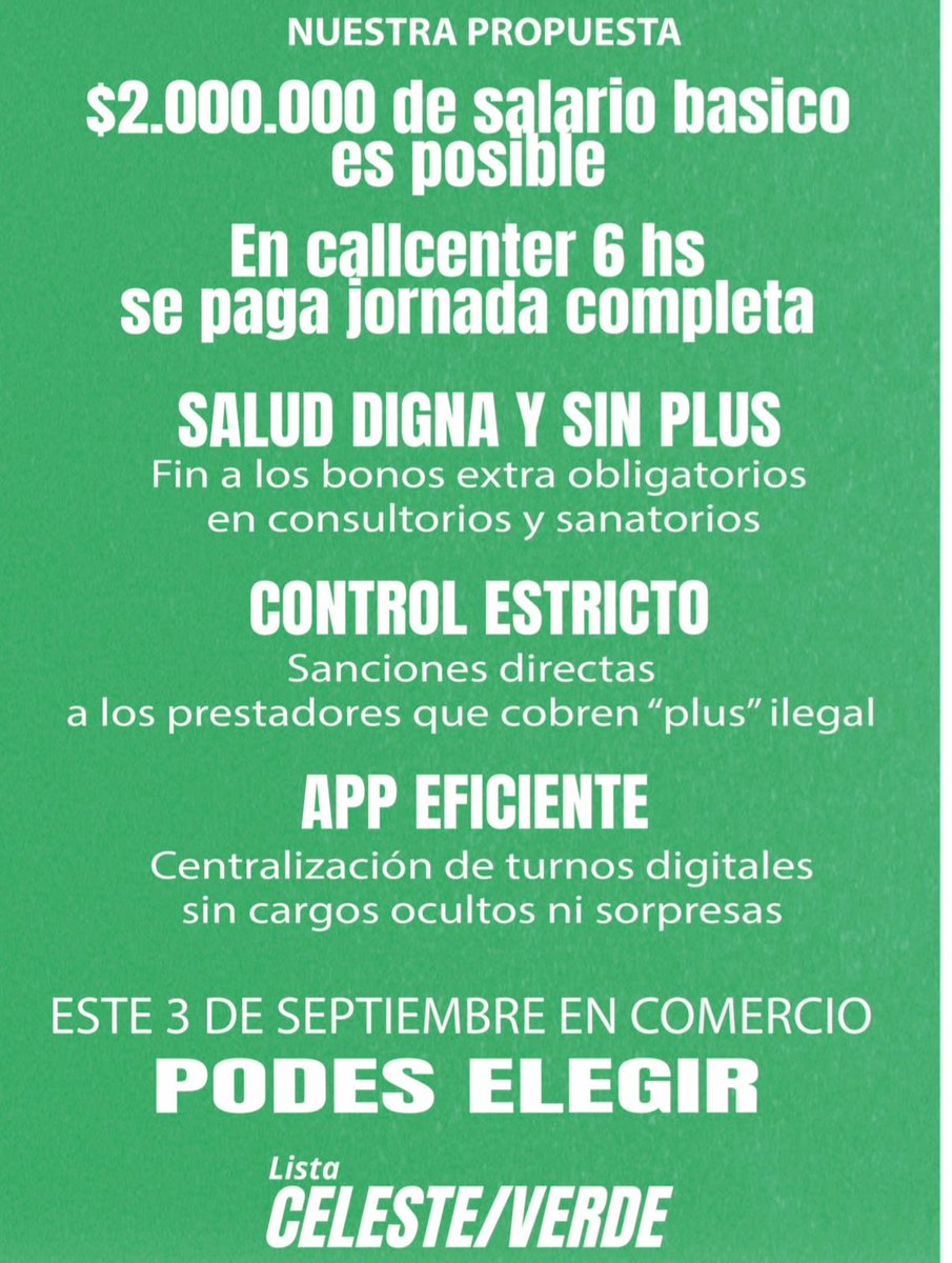silvio_gramajo's tweet photo. Conocé algunas de nuestras propuestas:
El 3 de septiembre podés elegir 🗳️
Lista #CelesteVerde 🩵💚 https://t.co/UJuvemx5FO