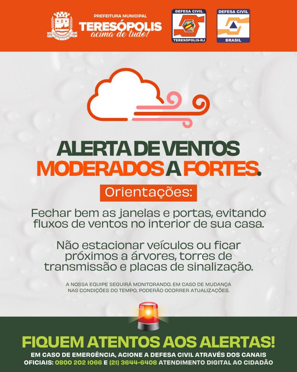teresopolis_'s tweet photo. Dia 06/08/2026 (qui)- Defesa Civil de Teresópolis RJ :Rajadas de vento moderado a muito forte de hoje ate amanha (07/08). Emergencia, ligue 193 ou 199.
TERĖ TOTAL https://t.co/gimlTJFpuz @teretotal #tere #teresopolis https://t.co/PF89rv5Z1i