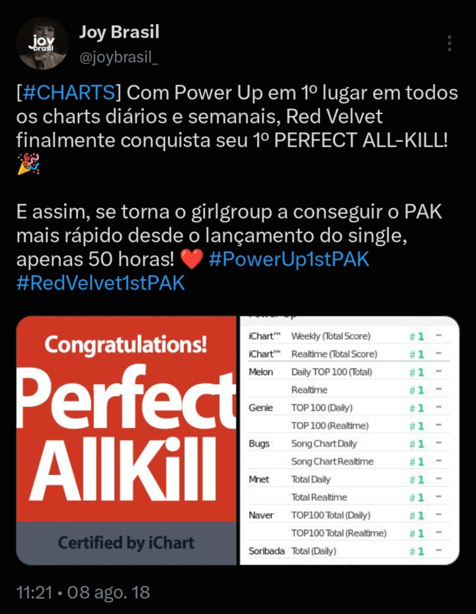 LuvieBae's tweet photo. "Power Up" estabeleceu um marco ao se tornar a primeira música de um girl group a alcançar um Perfect All-Kill no menor tempo registrado à época, enquanto "Umpah Umpah" foi reconhecida como Song of the Year no Asia Artist Awards 2019 + https://t.co/kub6HzIBTH