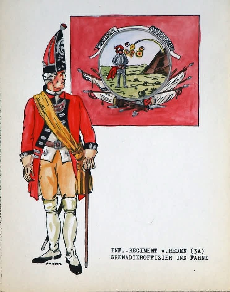 Uniformologist's tweet photo. Various grenadiers (and their regimental standards) of the army of the Kingdom of Hanover during the Seven Years War. https://t.co/AMONDZvjmJ